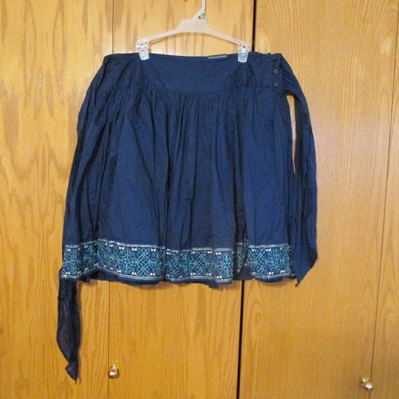 GEORGE WOMEN'S SIZE 18 SKIRT NAVY BLUE W/ TURQUOISE EMBROIDERY FEMININE NWT - Picture 4 of 10